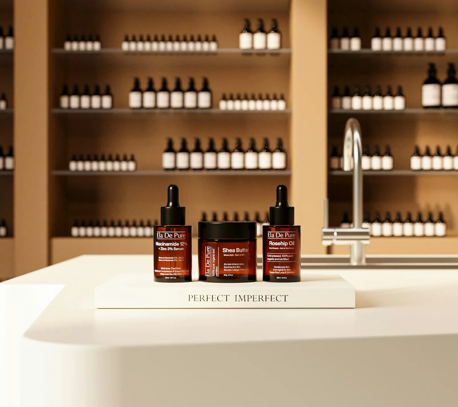 A refined skincare moment inspired by warmth, simplicity, and self-care. Featuring Ela De Pure essentials styled in a cl