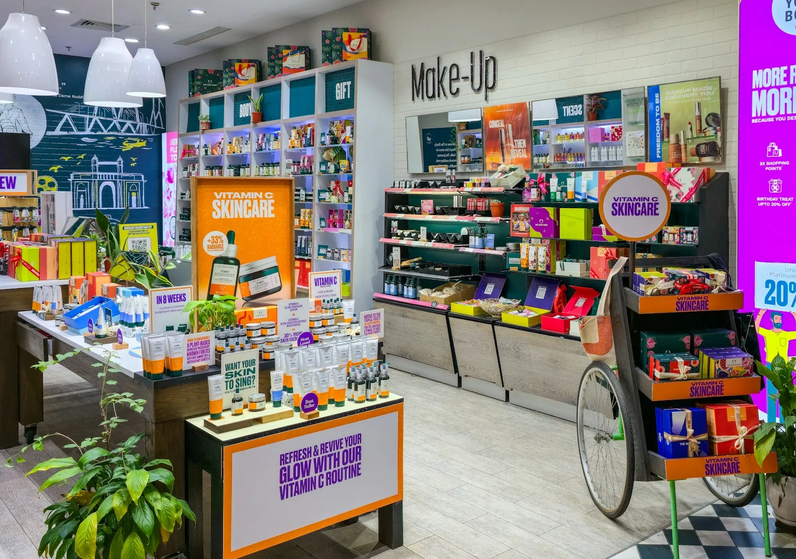 Photograph of The Body Shop store interior inside a shopping mall The Body Shop is a globally recognized beauty and well